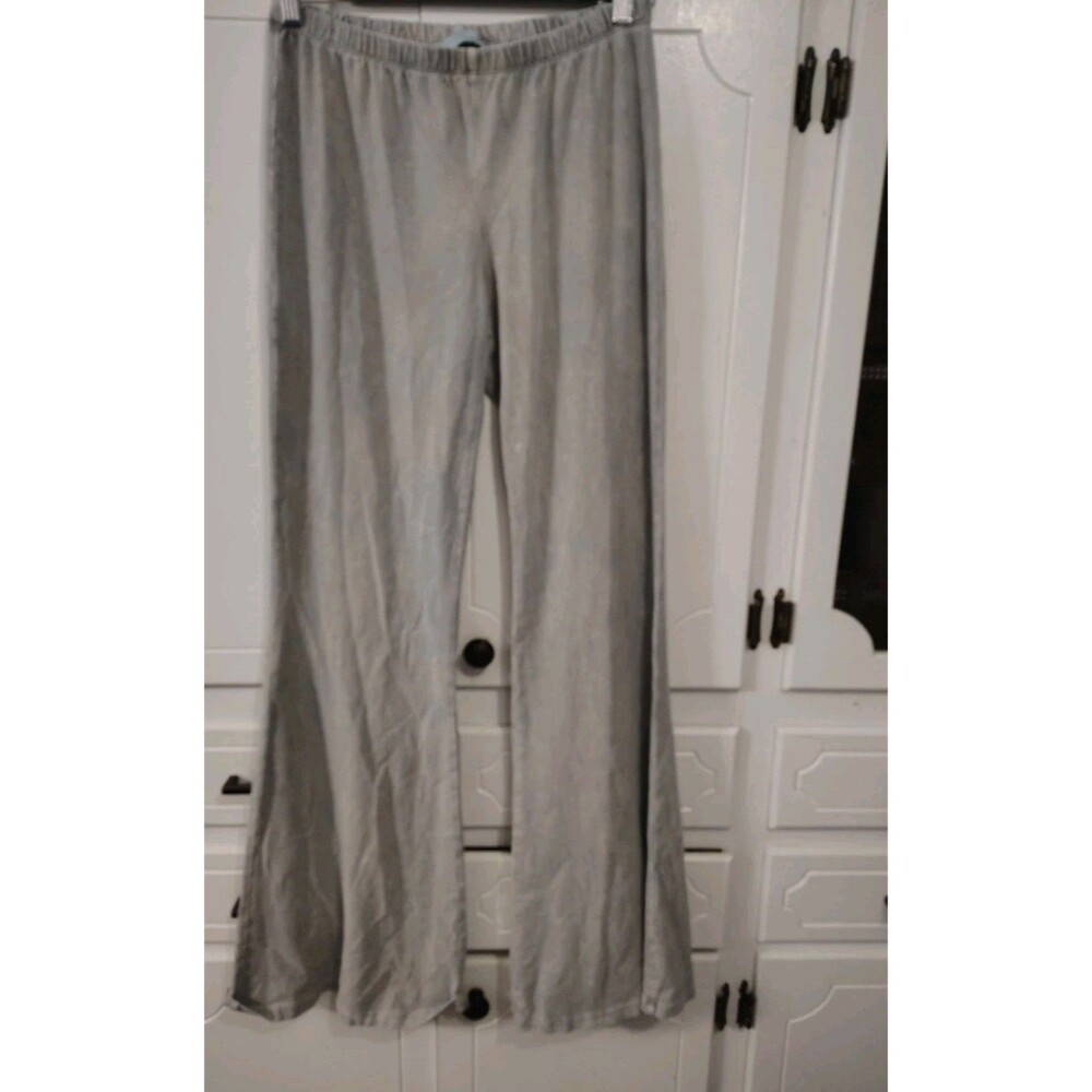 Chatoyant Gray Mineral Wash Flare Leg Yoga Pull On Pants Size Large EUC